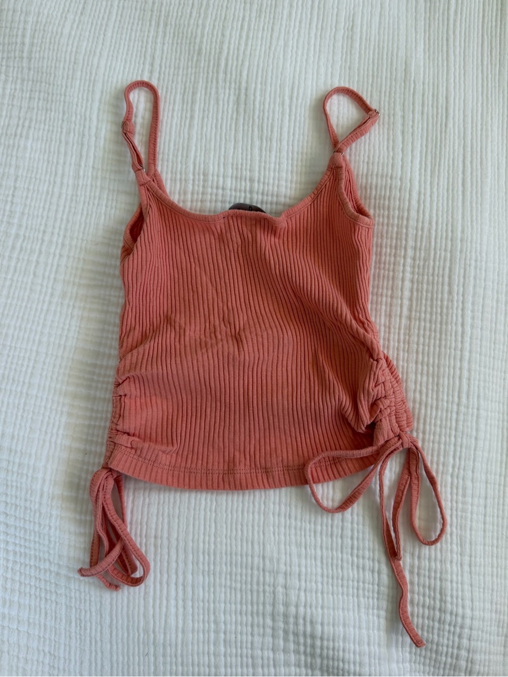 Lulu's Coral Ribbed Drawstring Cami - Picture 3 of 3